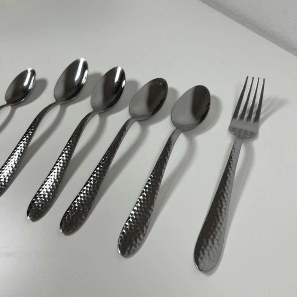 CORELLE COORDINATES  Lot of 6 Pieces HAMMERED 18/0 Stainless Flatware‎ MCM